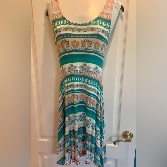 American Rag Dresses & Skirts - Sleeveless jersey cotton turquoise print dress
